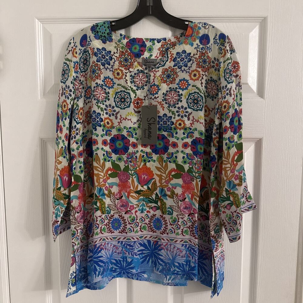 Shana 100%Silk Viscose Tunic Size L. NWT Shana Sale $25